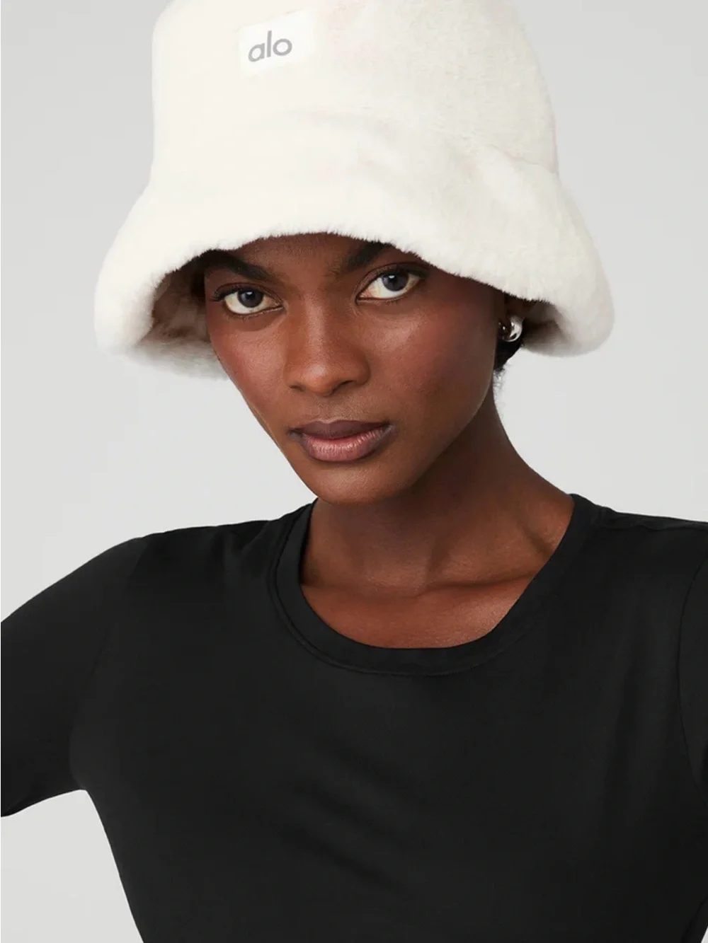 ALO Yoga Cream Faux Fur Bucket Hat